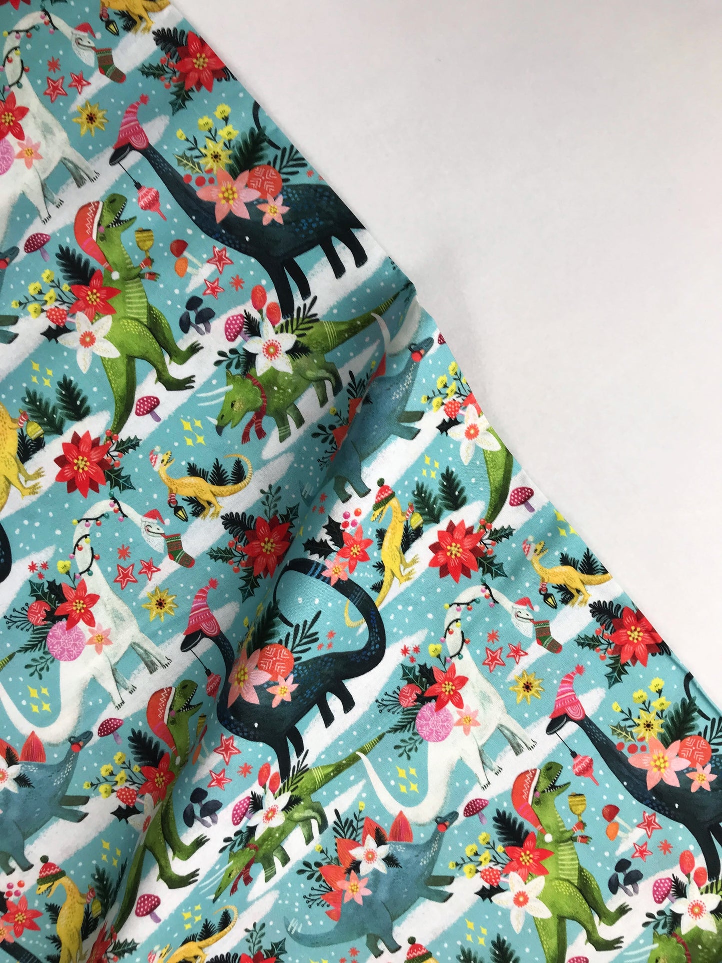 dear stella fabric rebel without a claus miriam bos rawring holidays multi Fabric Fetish