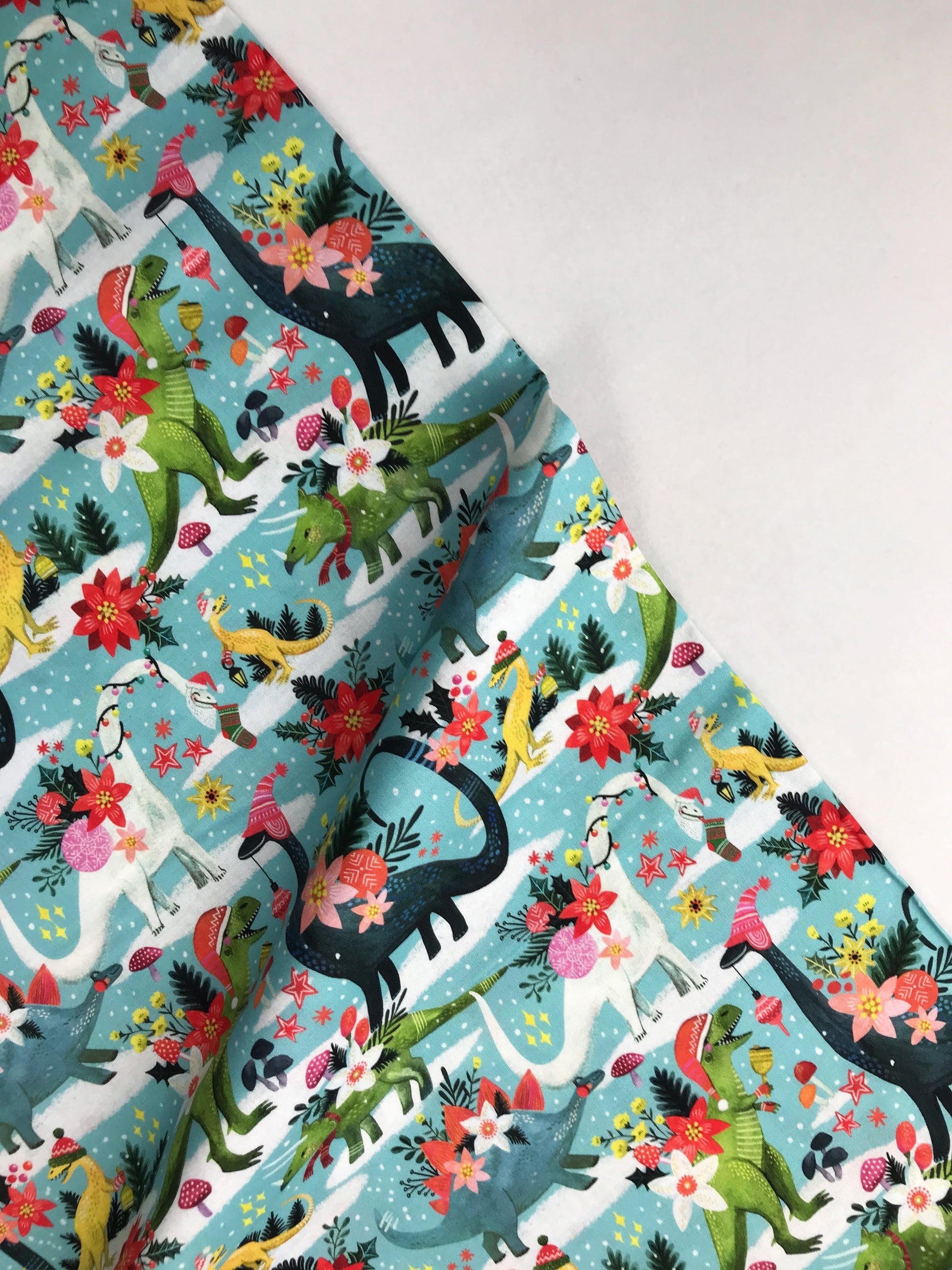 dear stella fabric rebel without a claus miriam bos rawring holidays multi Fabric Fetish