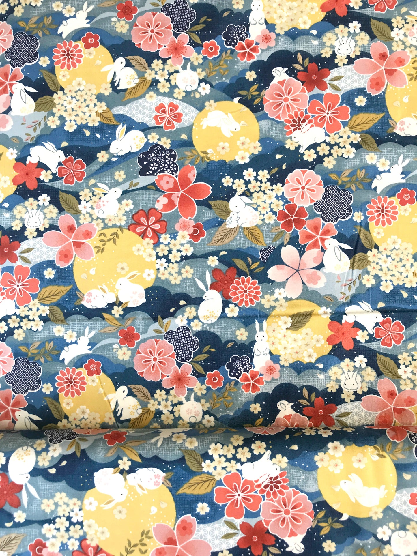 paintbrush studio fabric moon rabbit moon rabbit blue quilters cotton Fabric Fetish