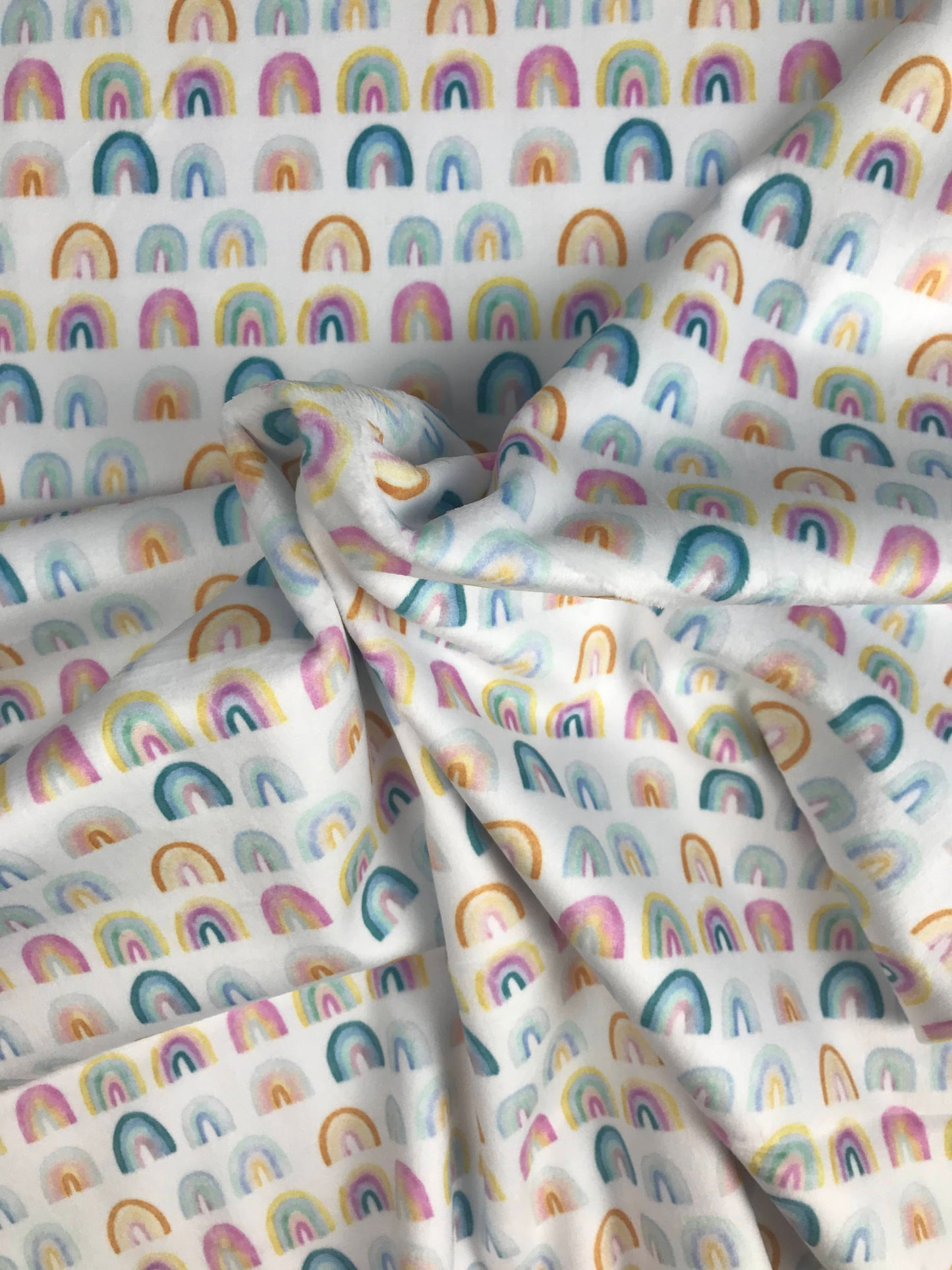 dear stella rainbow minky fabric white Fabric Fetish