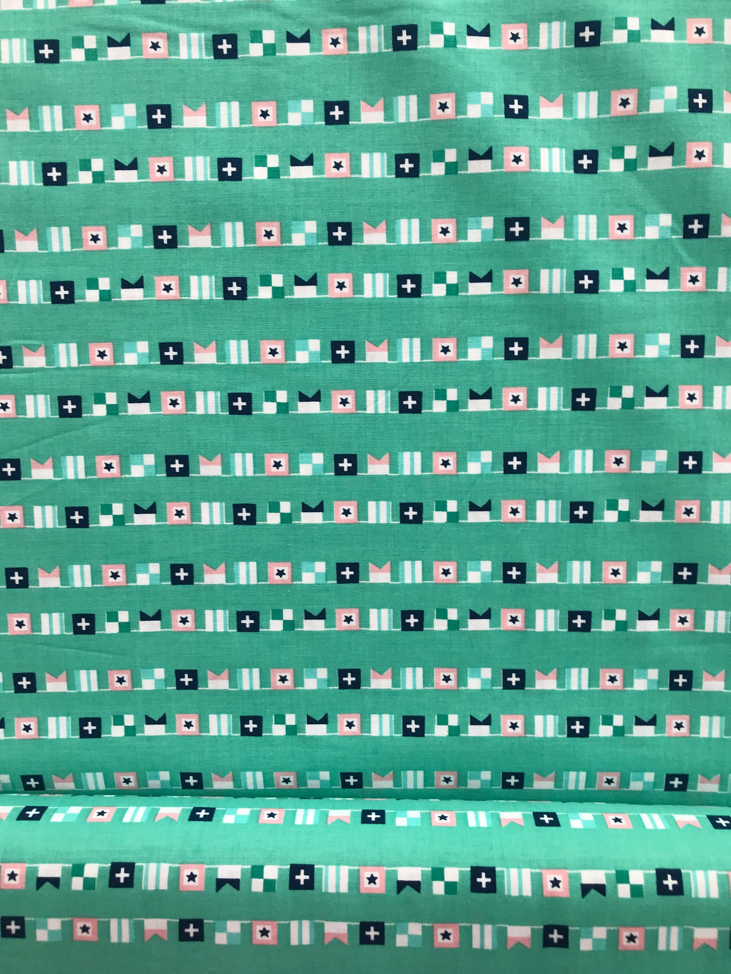 riley blake seaside seaside flags teal c7233 Fabric Fetish