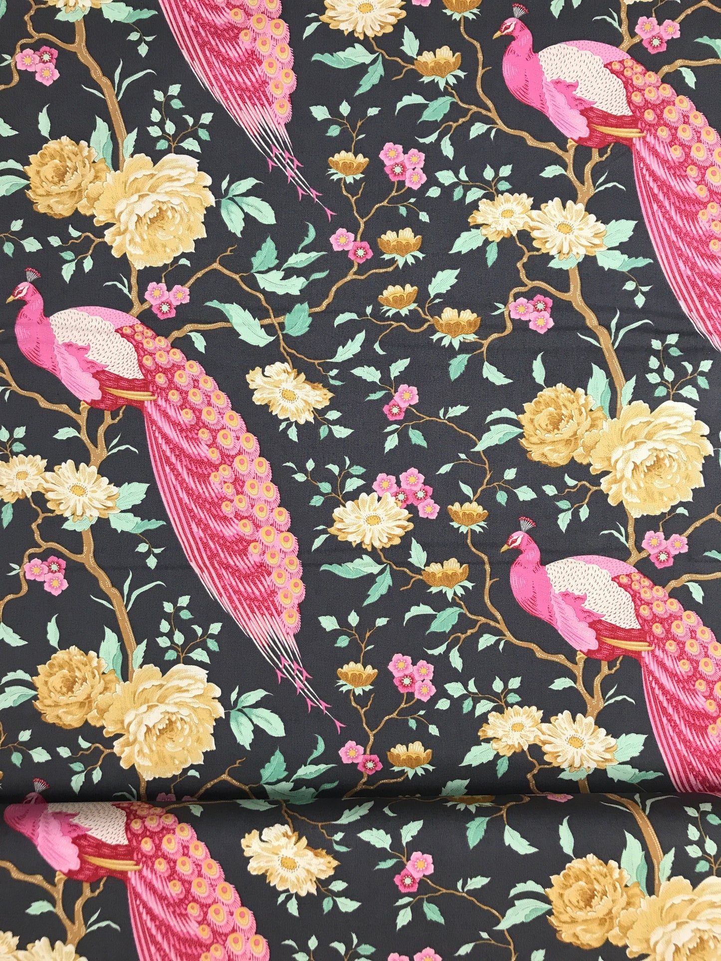 tilda fabrics chic escape peacock tree grey Fabric Fetish