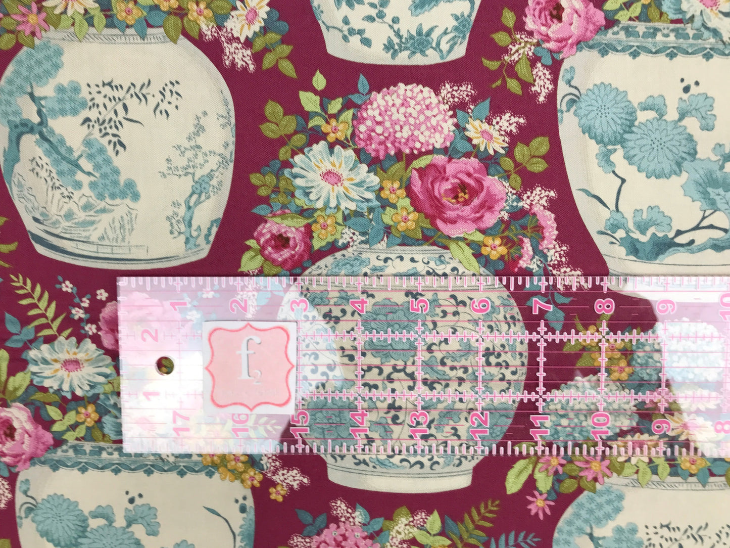 tilda fabrics chic escape flower vase maroon Fabric Fetish