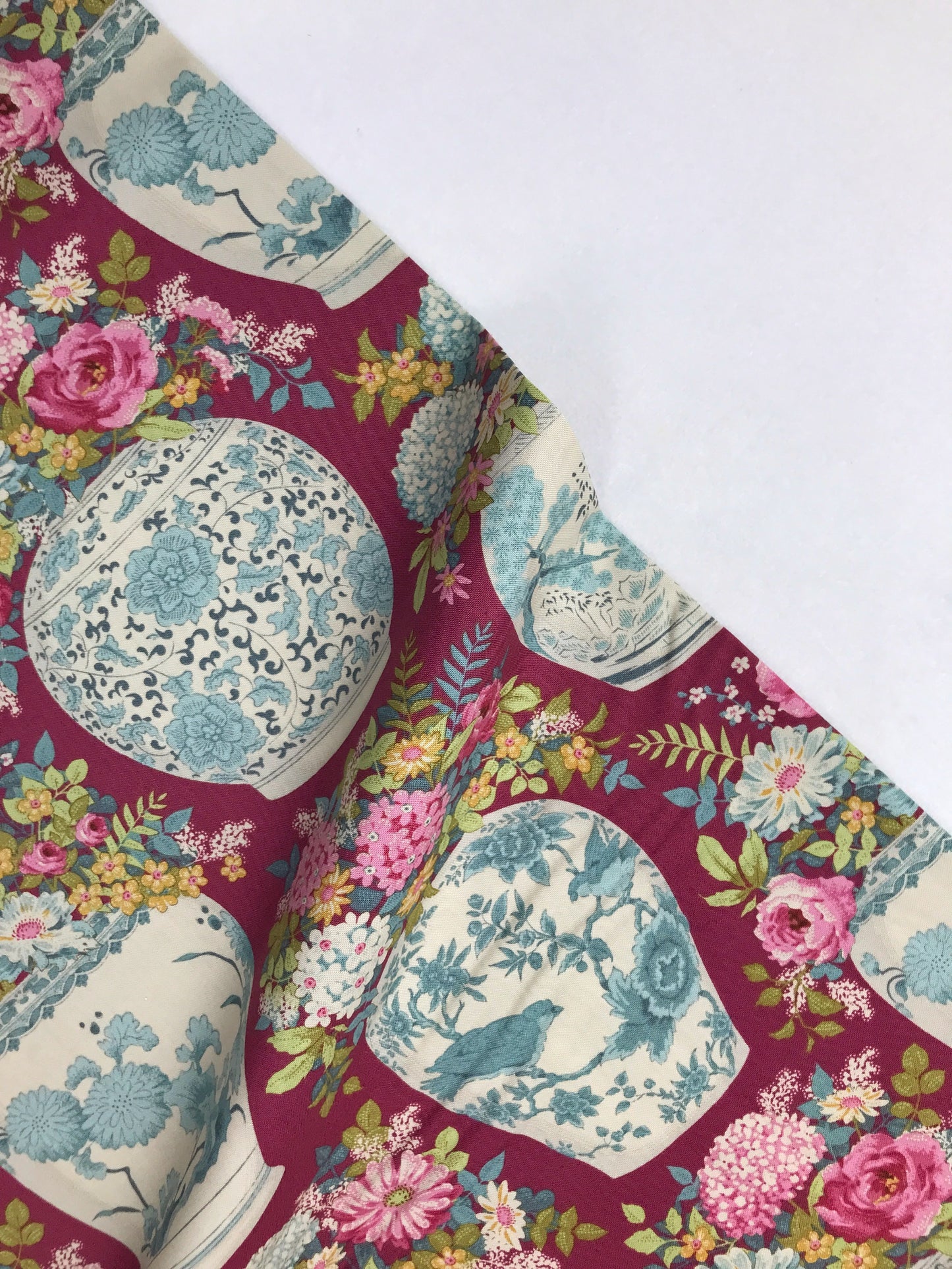 tilda fabrics chic escape flower vase maroon Fabric Fetish