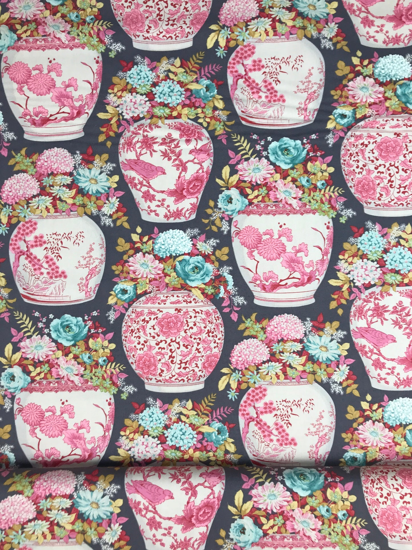 tilda fabrics chic escape flower vase grey Fabric Fetish