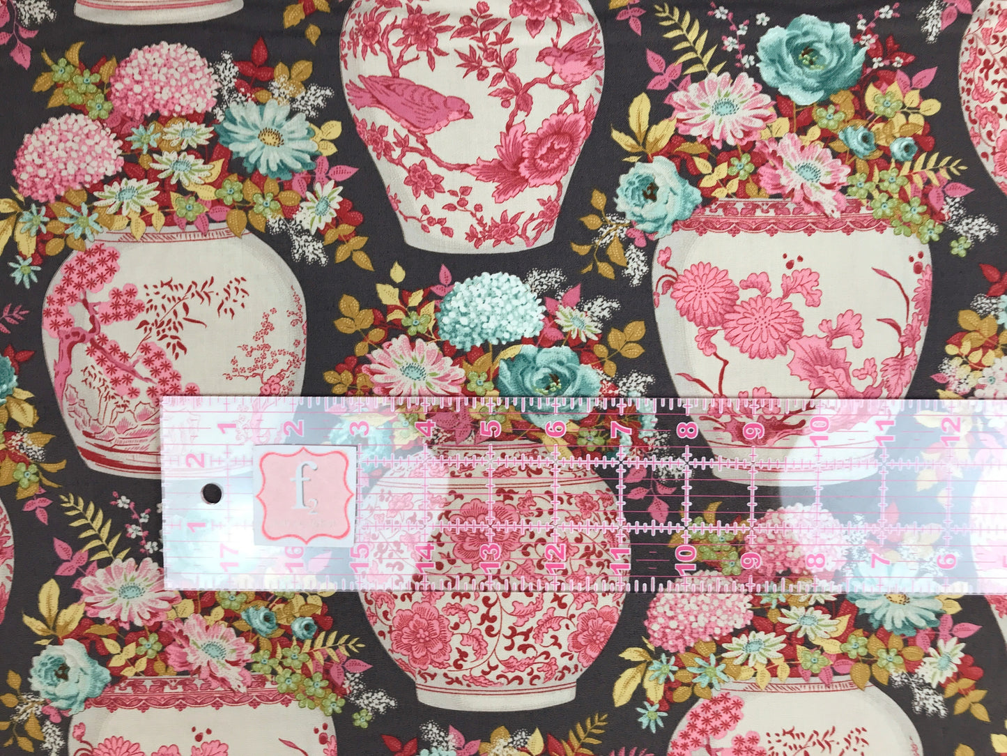 tilda fabrics chic escape flower vase grey Fabric Fetish
