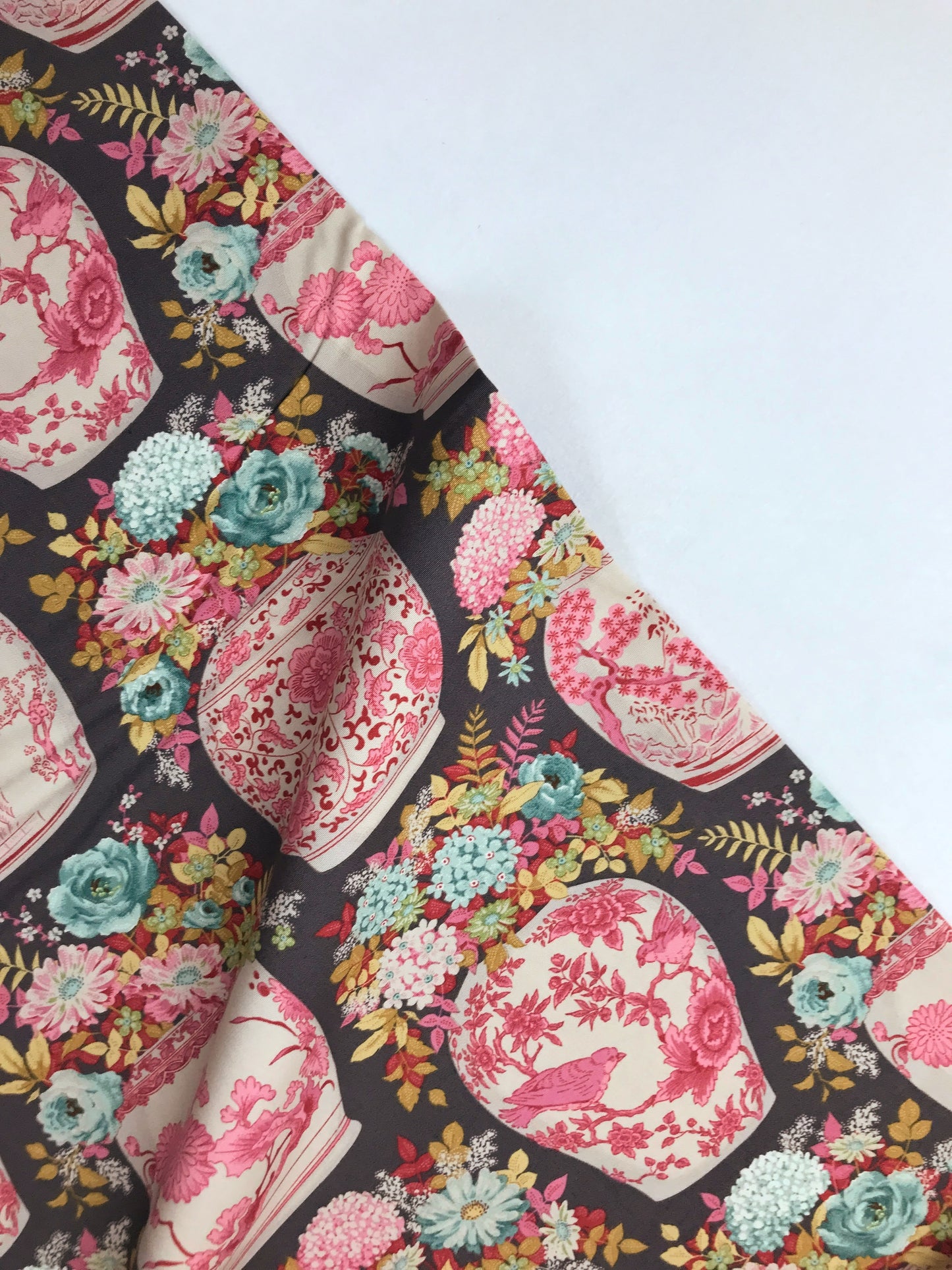 tilda fabrics chic escape flower vase grey Fabric Fetish