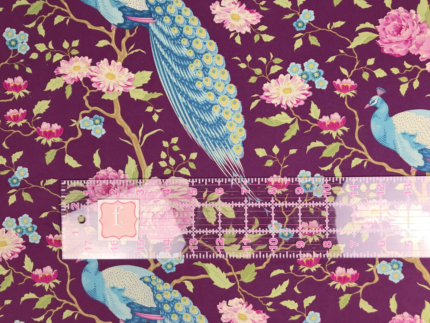 tilda fabrics chic escape peacock tree grape Fabric Fetish