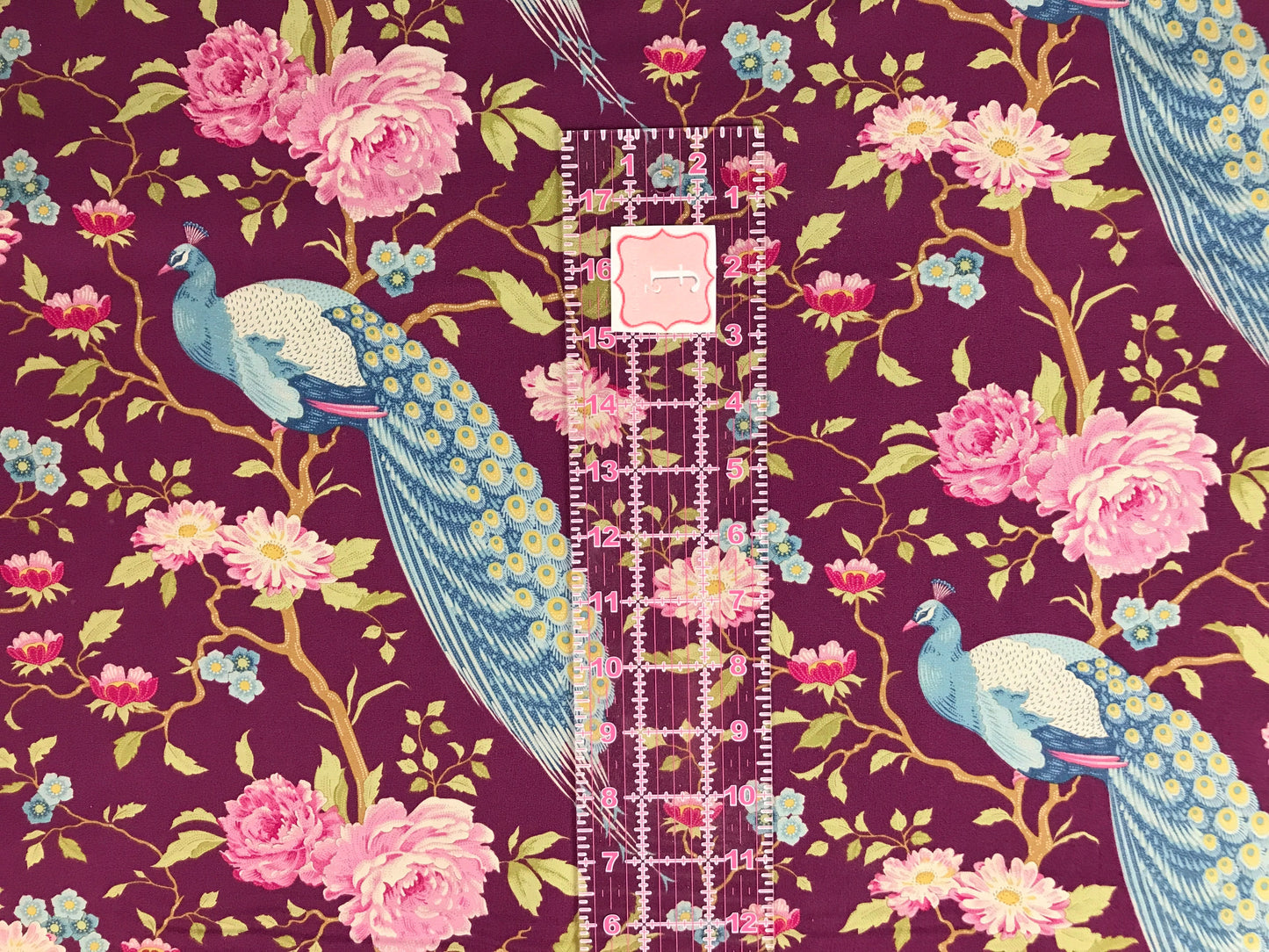 tilda fabrics chic escape peacock tree grape Fabric Fetish
