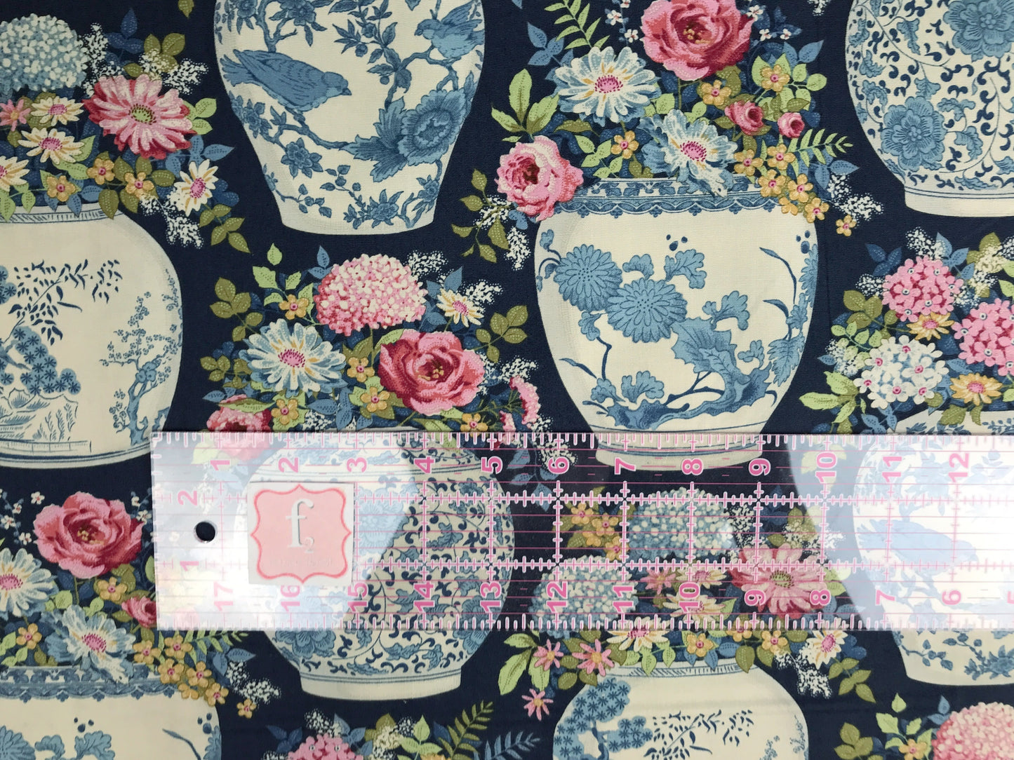 tilda fabrics chic escape flower vase blue Fabric Fetish