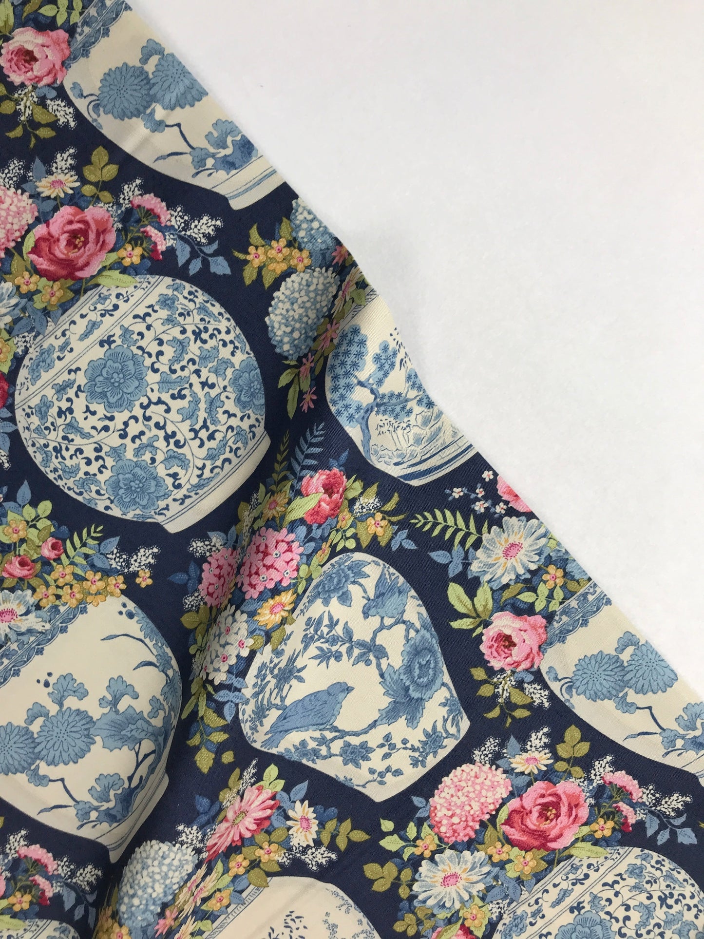 tilda fabrics chic escape flower vase blue Fabric Fetish