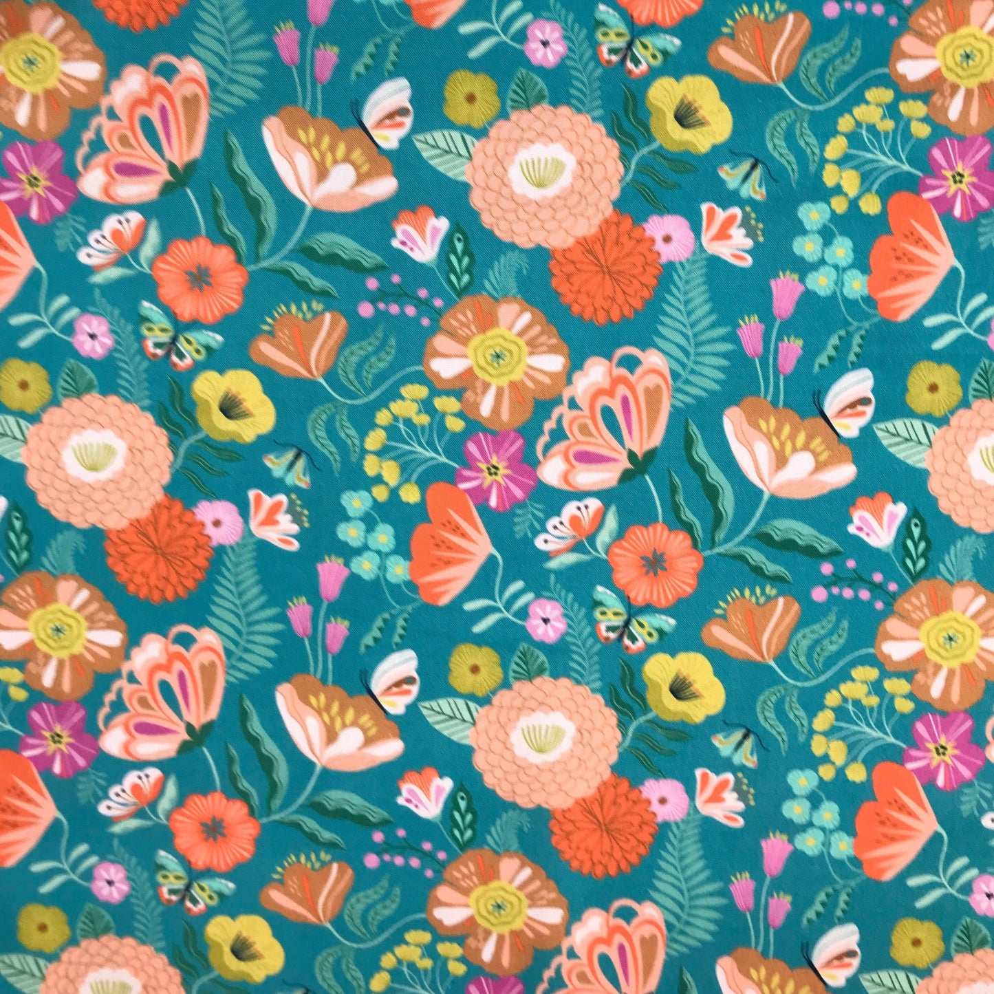dashwood studio flutter by bethan janine main floral turquoise quilters cotton flut2074 Fabric Fetish