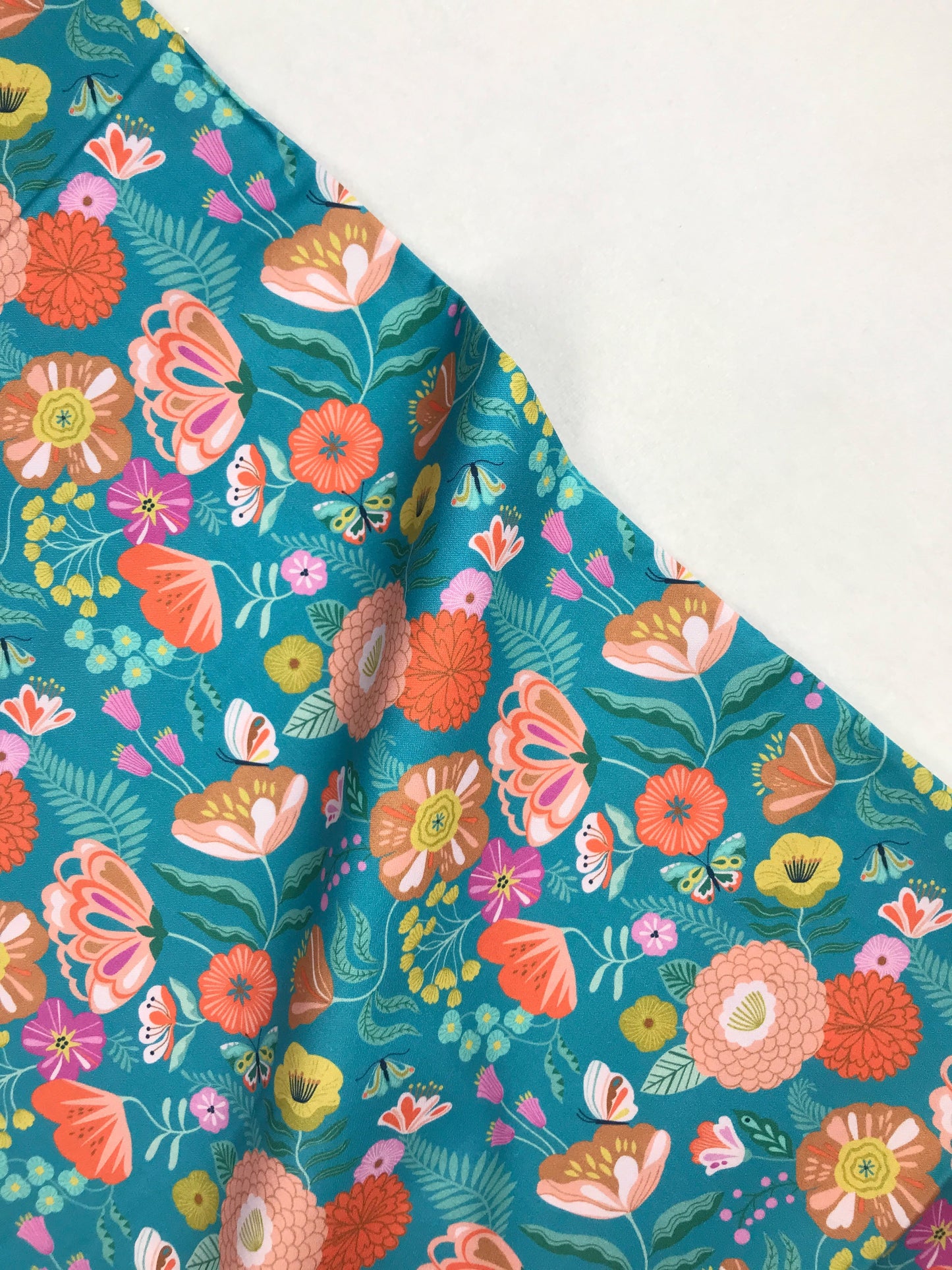 dashwood studio flutter by bethan janine main floral turquoise quilters cotton flut2074 Fabric Fetish