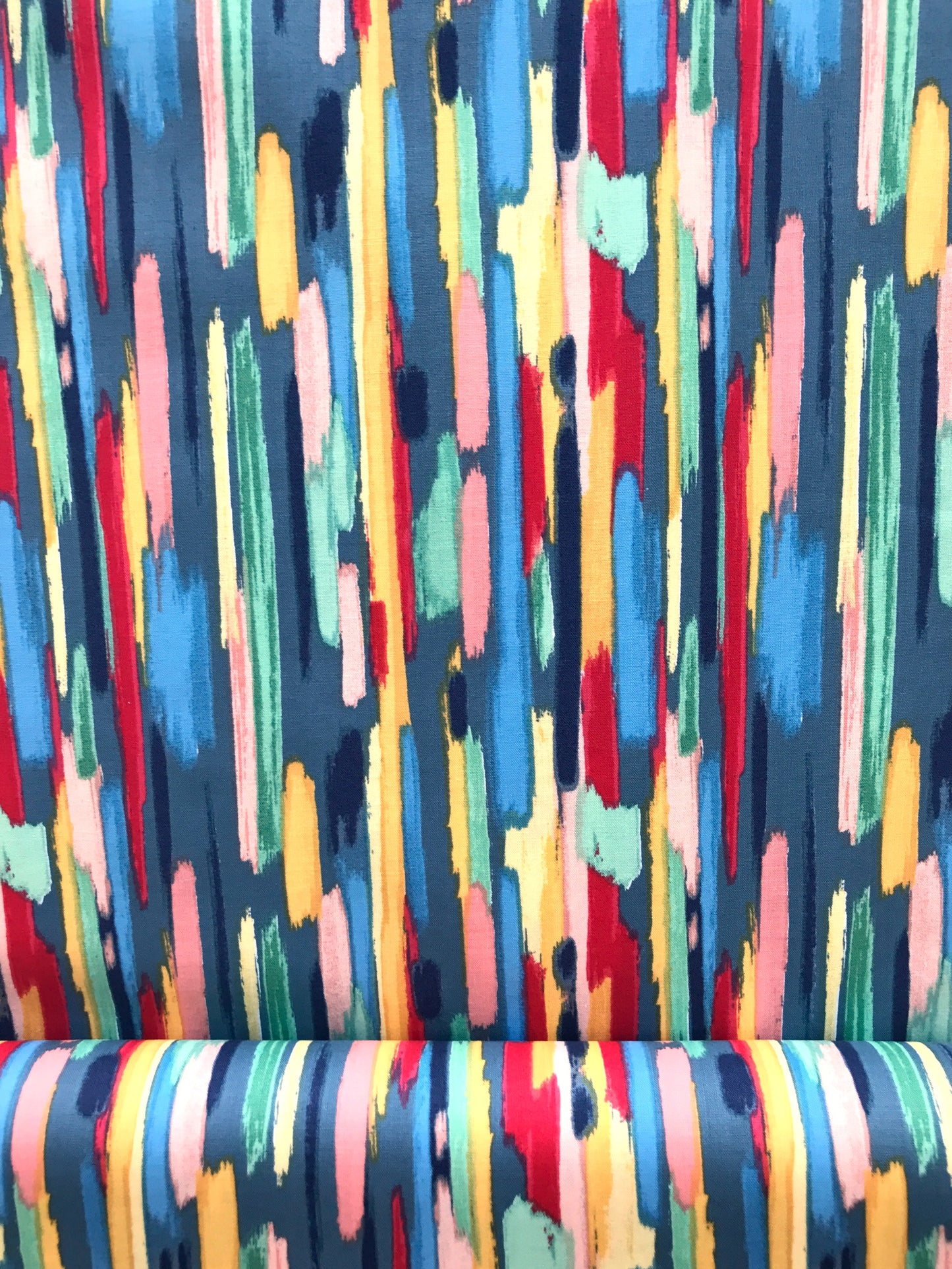 copy of clothworks fresh meadow brush strokes denim Fabric Fetish