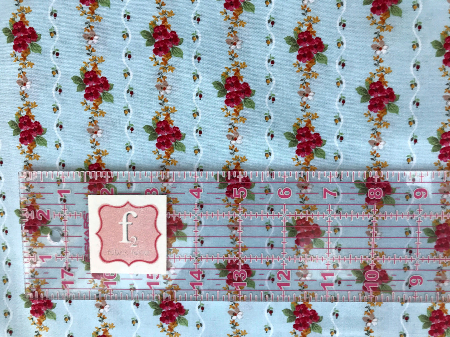 penny rose farmhouse floral stripe blue Fabric Fetish