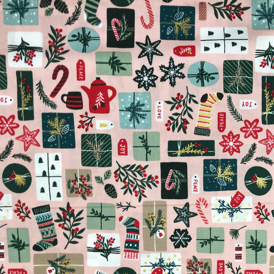 RJR Merry Memories Christmas Gold Metallic Fabric Fetish