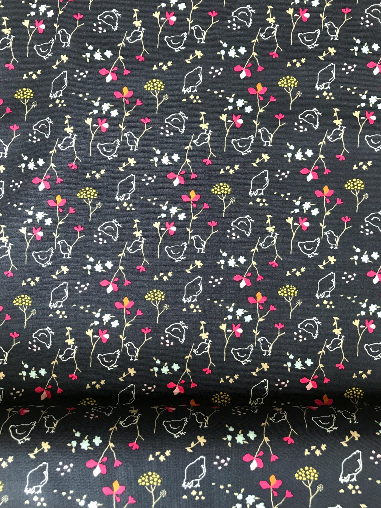 riley blake fabric minki kim someday chickens navy quilters cotton Fabric Fetish