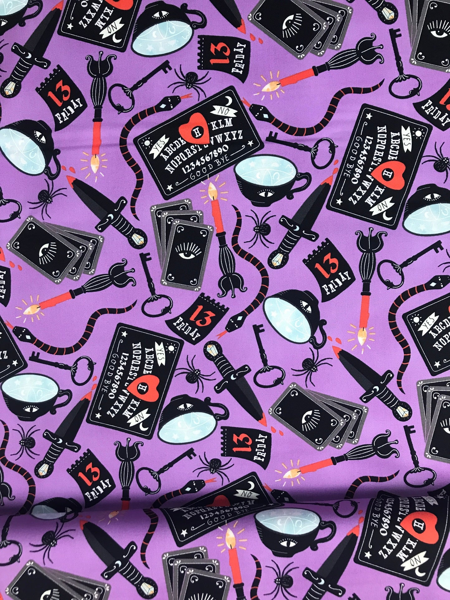 freespirit spellbound maude asbury gruesome games purple quilters cotton Fabric Fetish