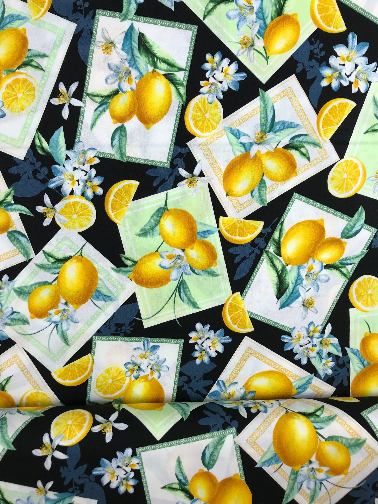 benartex lemon fresh kanvas studio lemon toss black Fabric Fetish