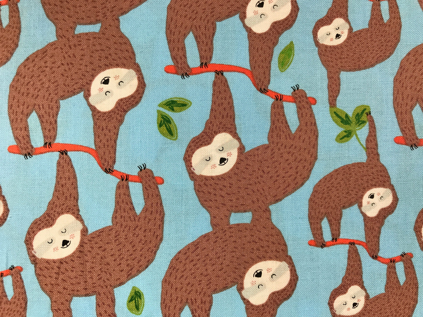 alexander henry fabric monkey business sleepy sloths blue Fabric Fetish