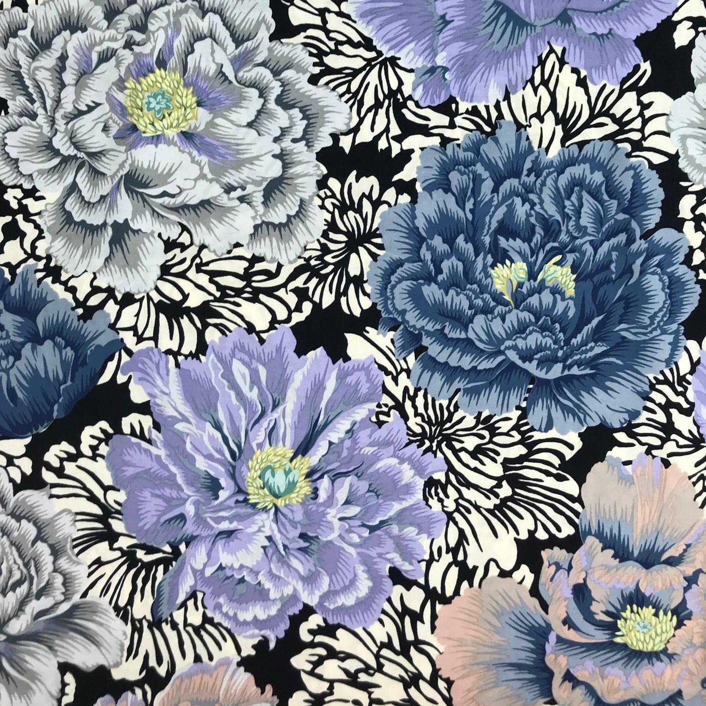 Kaffe Fassett Collective - Philip Jacobs - Brocade Peony Grey - FreeSpirit Fabric -100% Quilters Cotton
