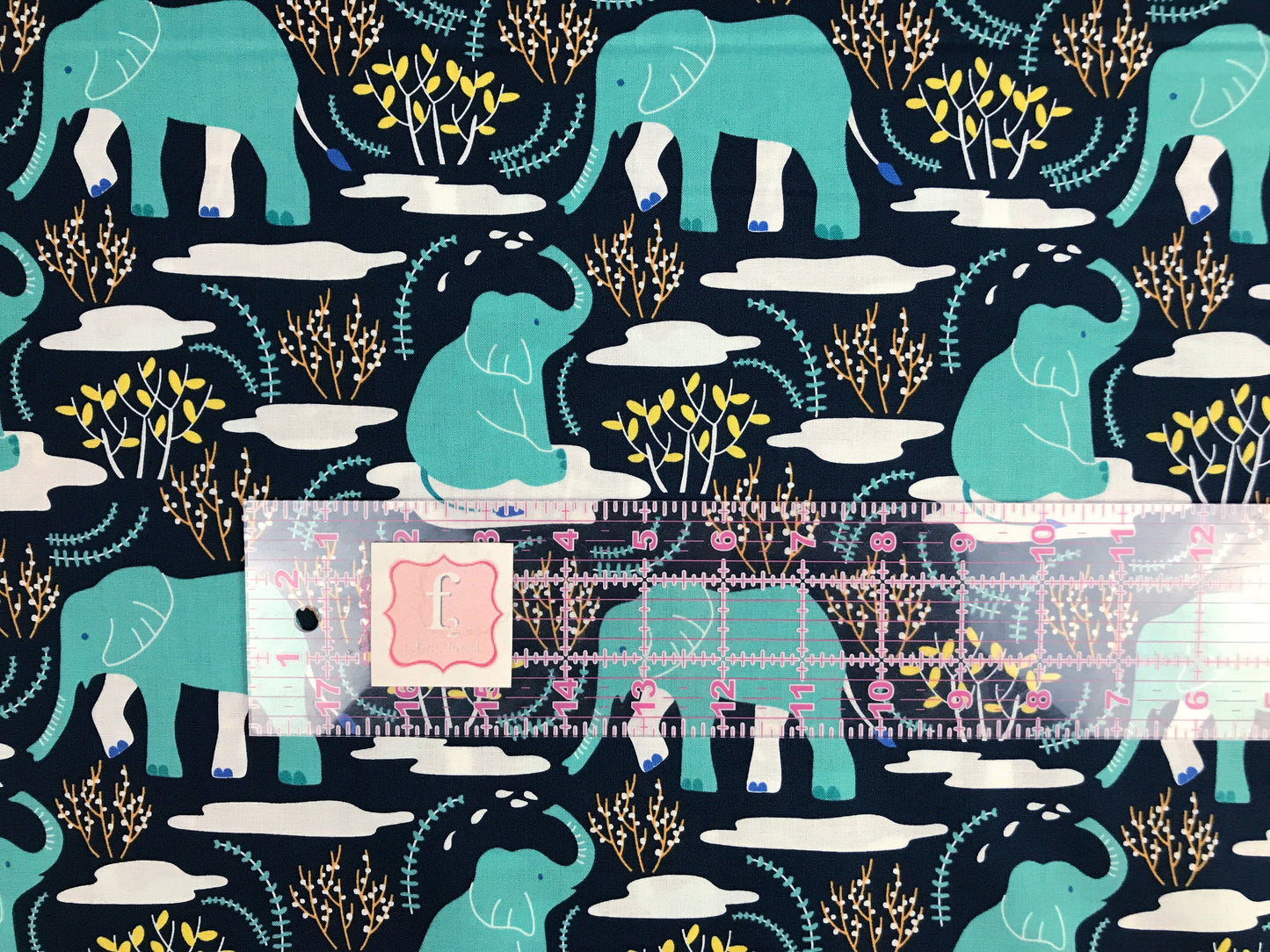 nerida hansen wildlife treasures maria vashchuk the tiny garden elephant blue got certified organic Fabric Fetish