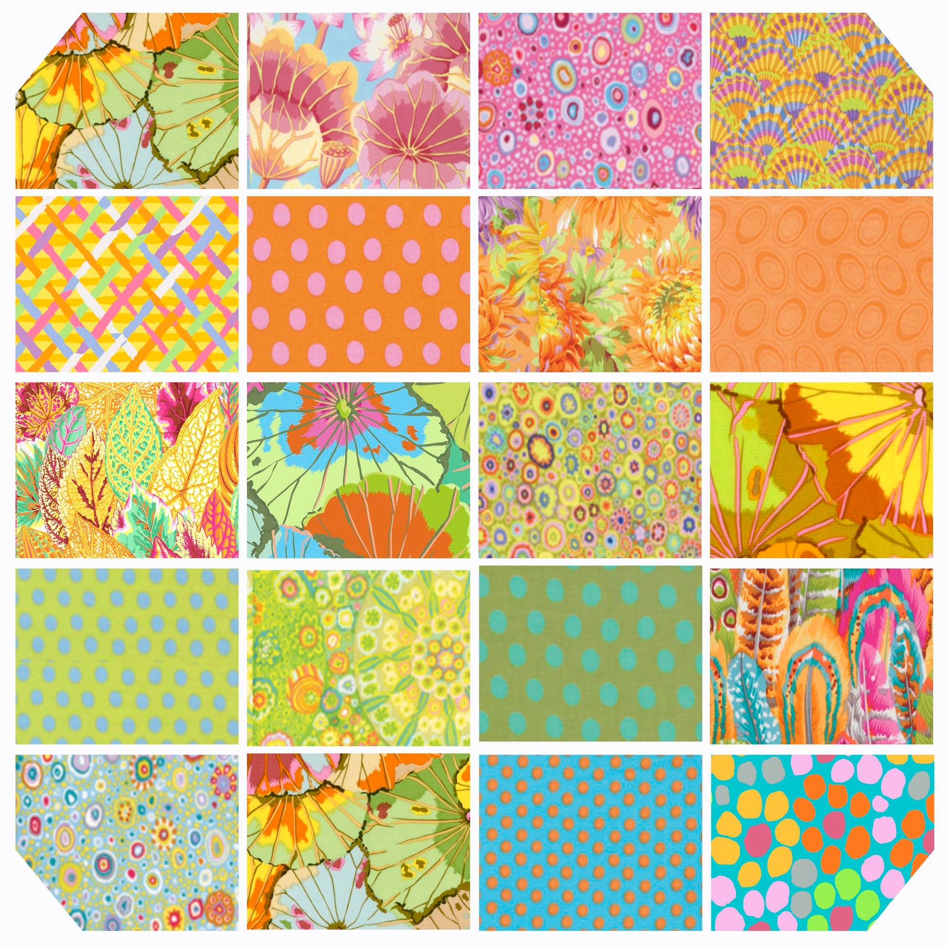 Freespirit Fabrics -  Kaffe Fassett - 5" Square Bundle - 5" Charm Pack - Parakeet Fabric Fetish