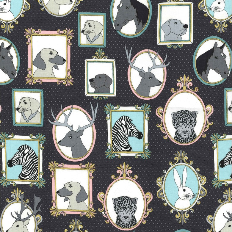 michael miller fabrics little animal portraits gold metallic Fabric Fetish