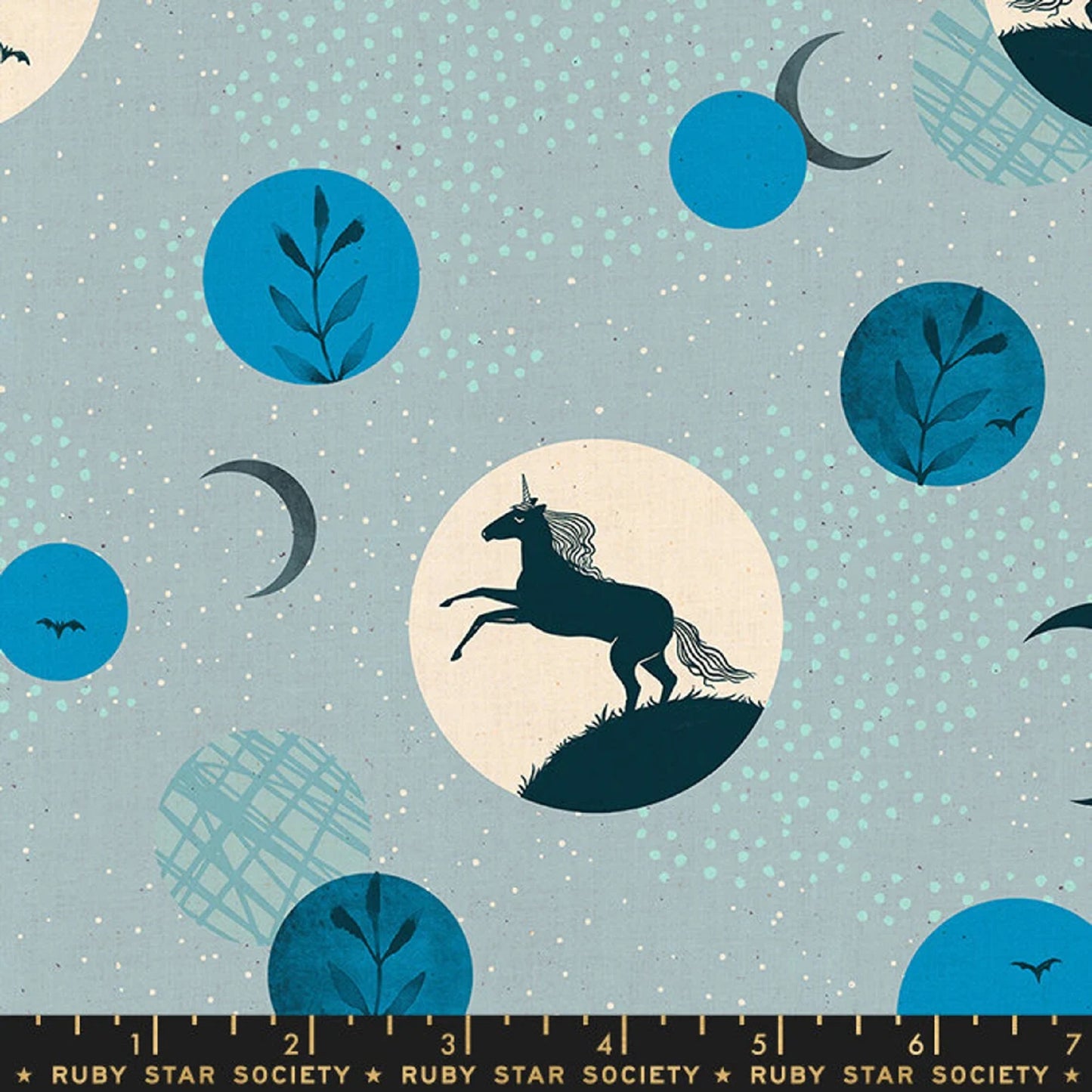 Ruby Star Society - Moda Fabrics - Sarah Watts - Crescent - Unicorn Moon Soft Blue