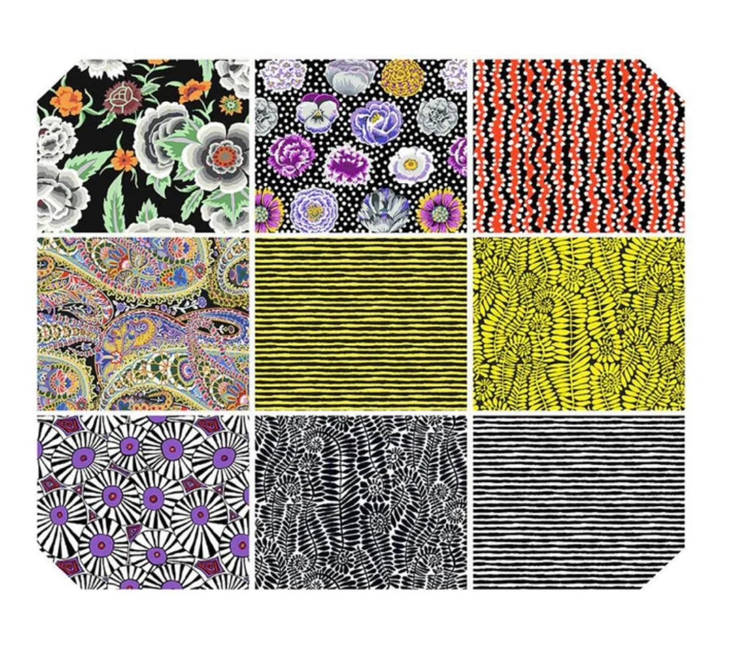 Freespirit Fabrics - Kaffe Fassett - August 2022 Contrast Bundle 9pc Fabric Fetish