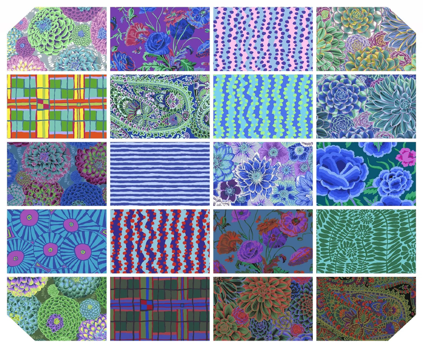 Freespirit Fabrics - Kaffe Fassett - August 2022 Cool Bundle 20pc Fabric Fetish