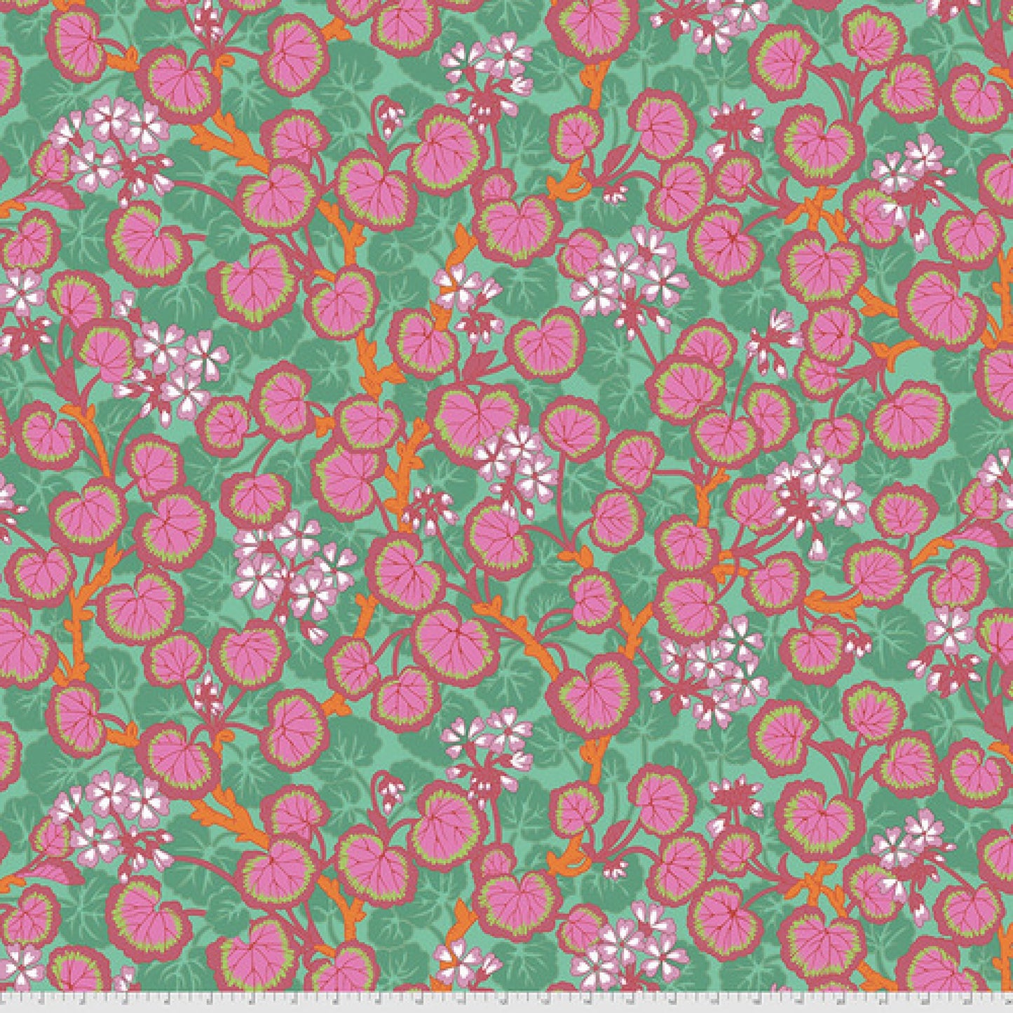 Climbing Geraniums Duckegg Kaffe Fassett PWPJ110 Duckegg 100% Quilters Cotton August 2021 Fabric Fetish