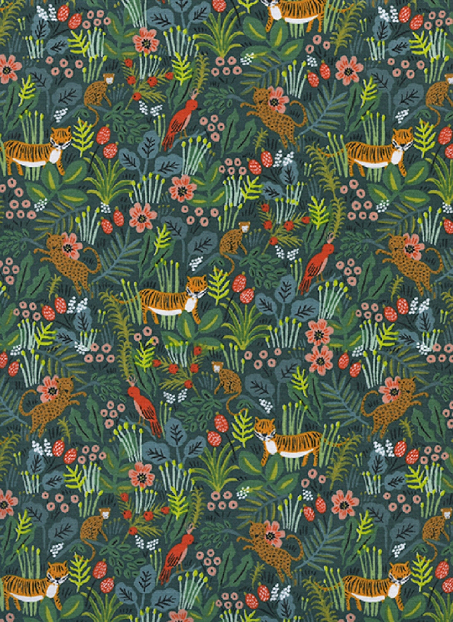 Jungle Hunter Cotton/Linen CANVAS Menagerie Anna Bond Rifle Paper Co Cotton + Steel 8041 12 Per Continuous Half Yard Fabric Fetish