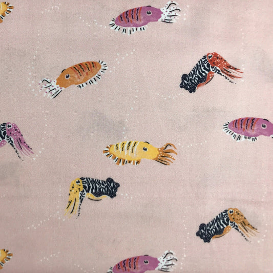 Cuttlefish Aquatic Paradise Louise Cunningham Dashwood Studio Quilters Cotton 2105 AQUA Fabric Fetish