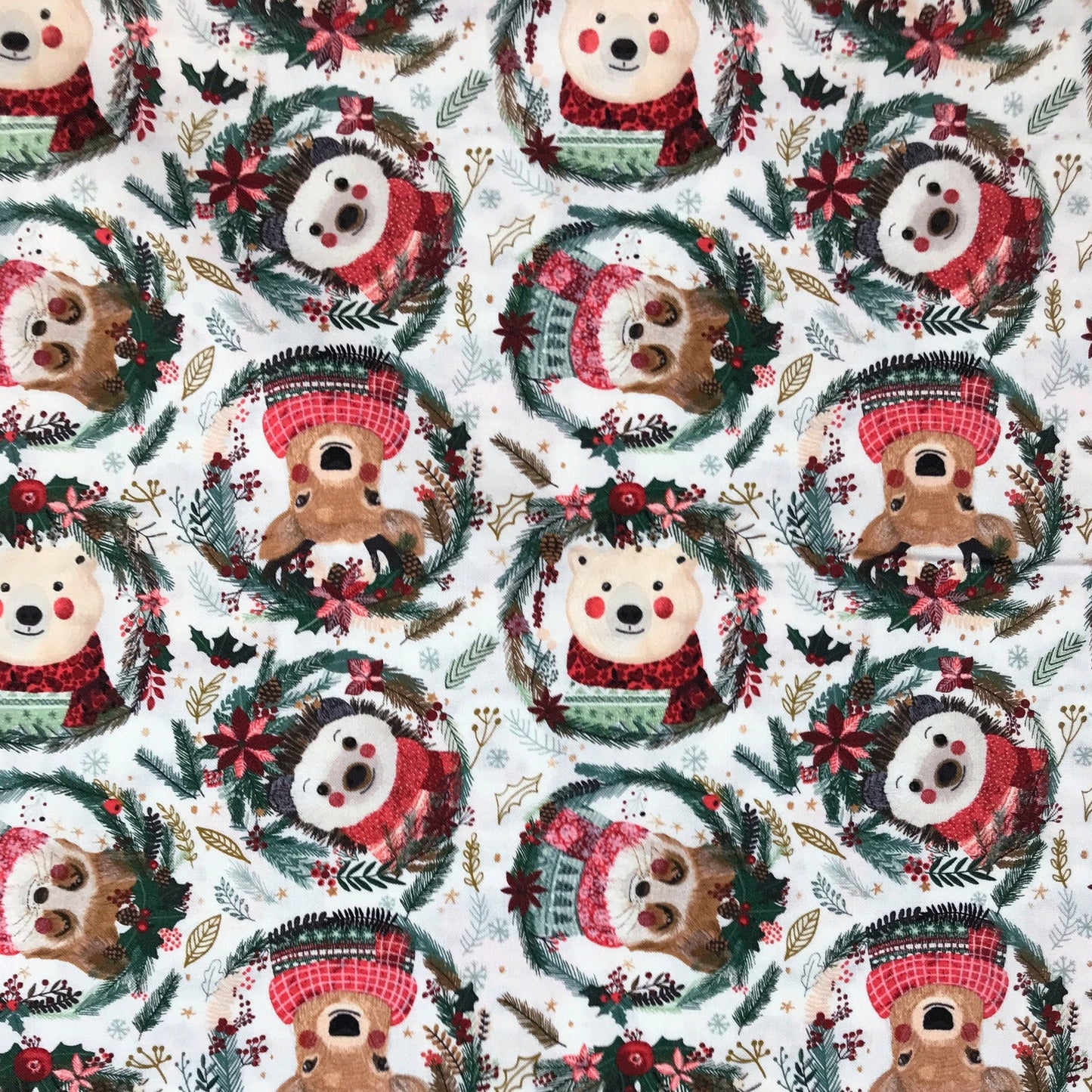 Fuzzy Animals Ivory Christmas Squad Mia Charro Freespirit Fabrics 100% Quilters Cotton Fabric Fetish