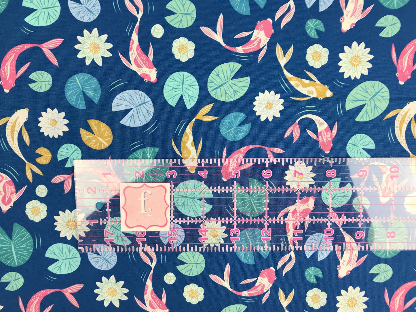 Fish Navy Pond Tales Rebecca Elfast Figo Fabrics 100% Quilters Cotton Fabric Fetish