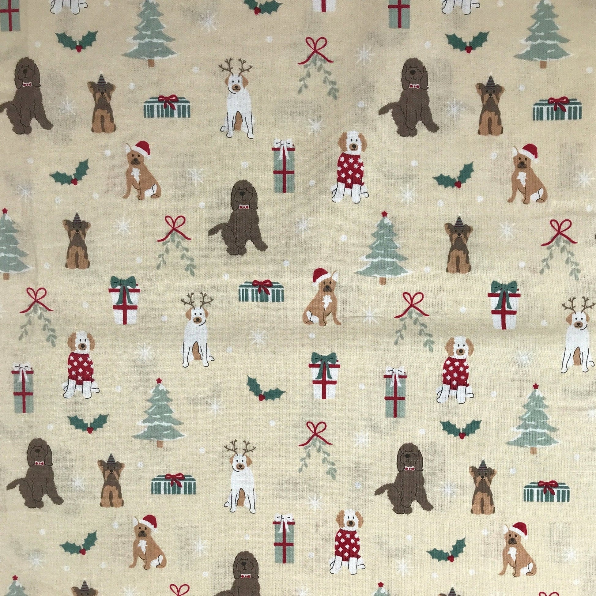 Festive Dogs Freddie & Friends Together at Christmas The Craft Cotton Co Quilters Cotton Fabric Fetish