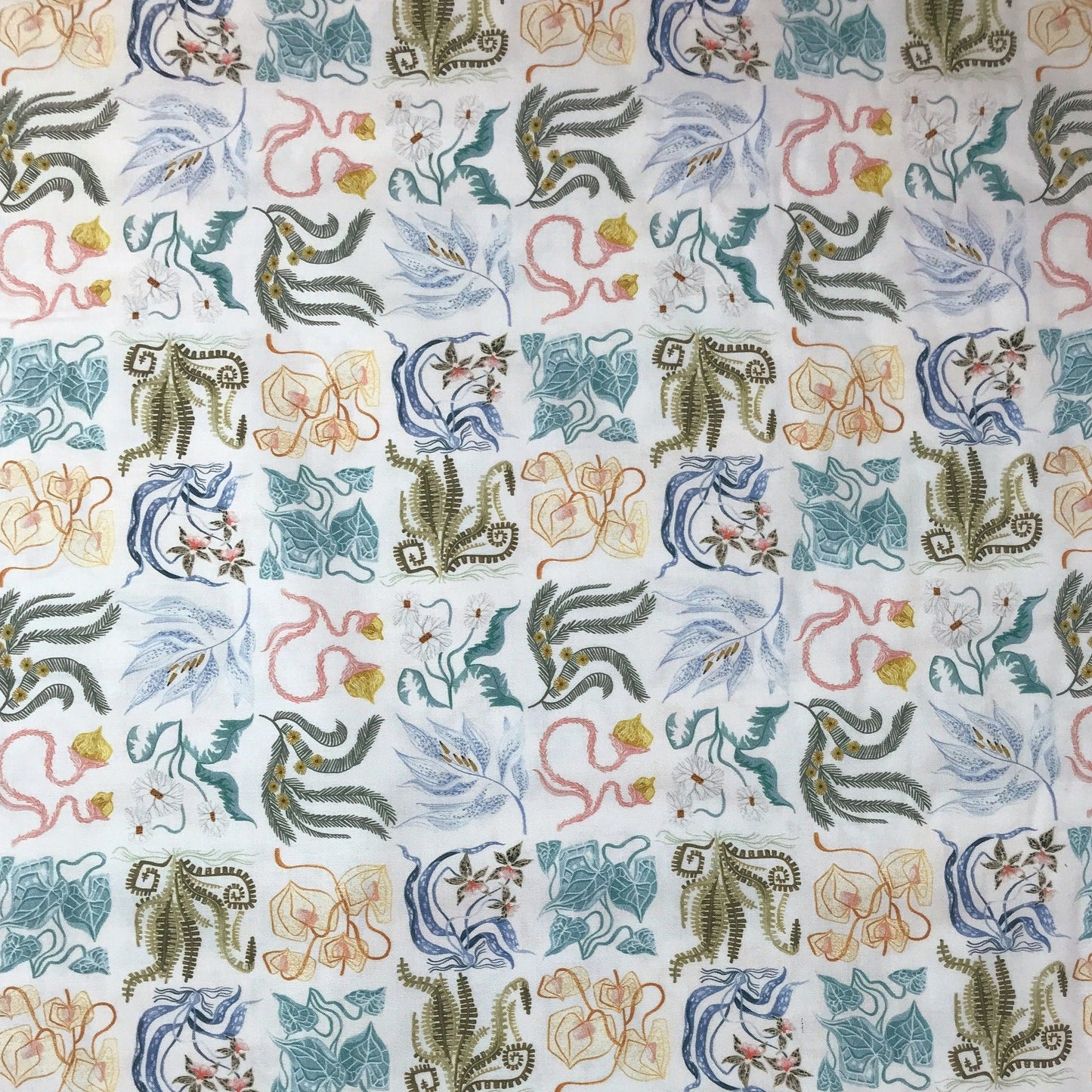Flower Tile White Botanica Rae Ritchie Dear Stella Fabric Quilters Cotton Fabric Fetish