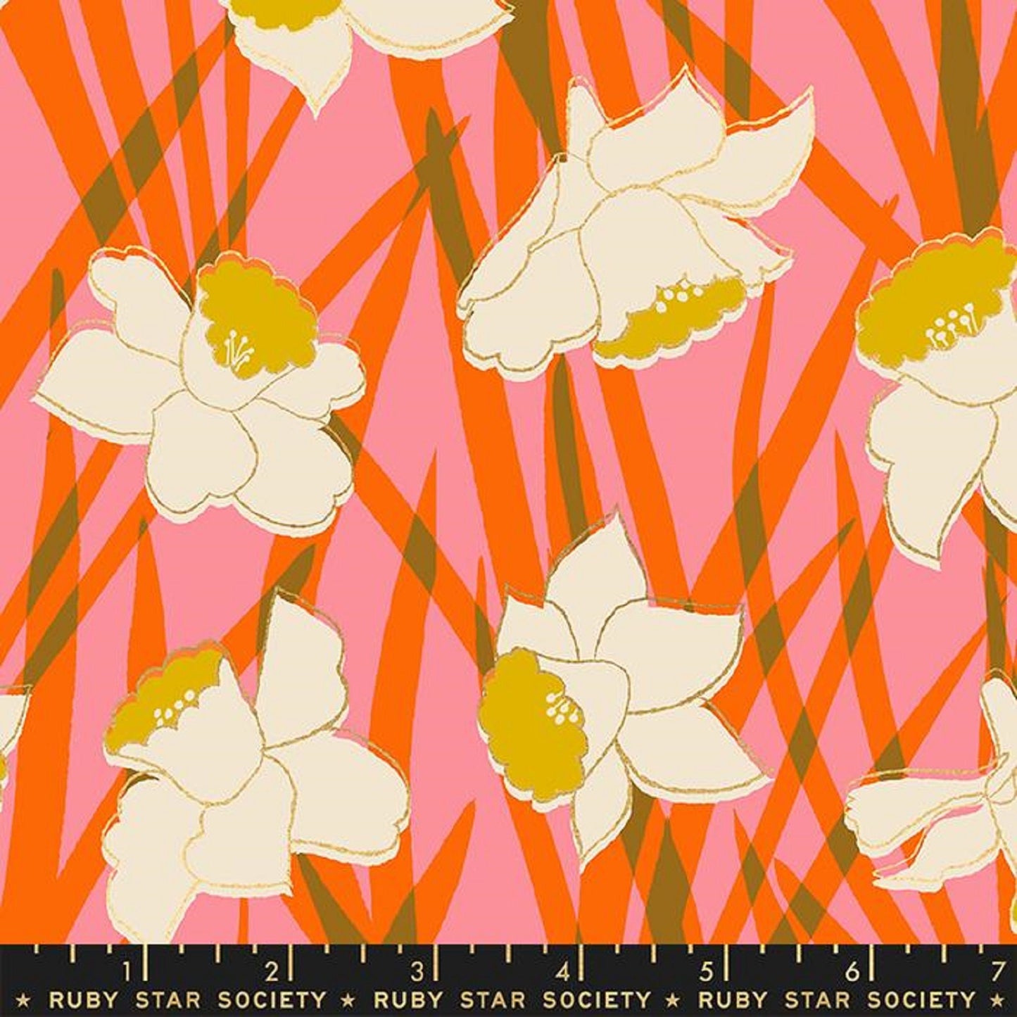 Daffodils Sorbet METALLIC Gold Reverie Melody Miller Ruby Star Society Fabric Moda 100% Quilters Cotton Fabric Fetish