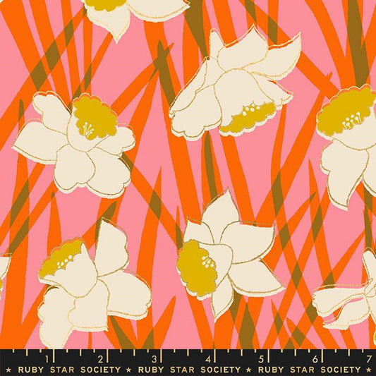 Daffodils Sorbet METALLIC Gold Reverie Melody Miller Ruby Star Society Fabric Moda 100% Quilters Cotton Fabric Fetish