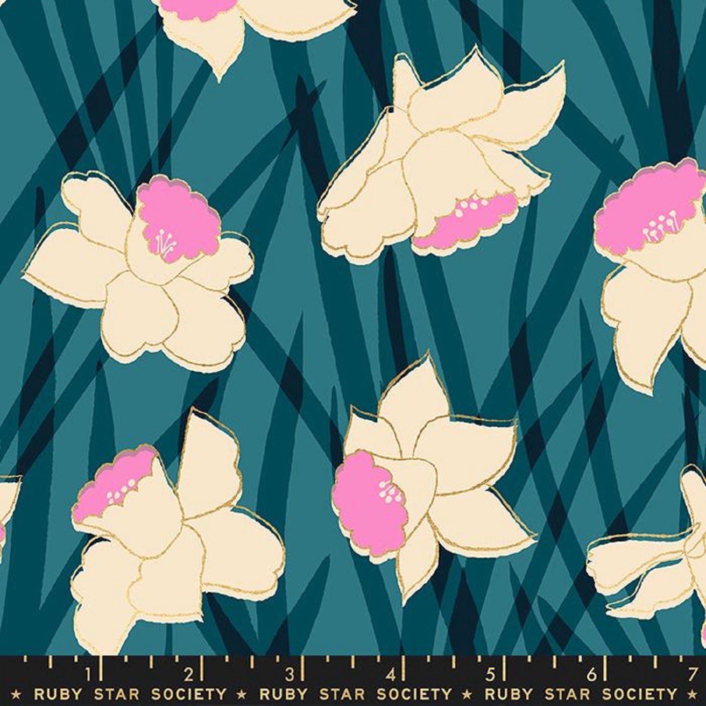 Daffodils Galaxy METALLIC Gold Reverie Melody Miller Ruby Star Society Fabric Moda 100% Quilters Cotton Fabric Fetish