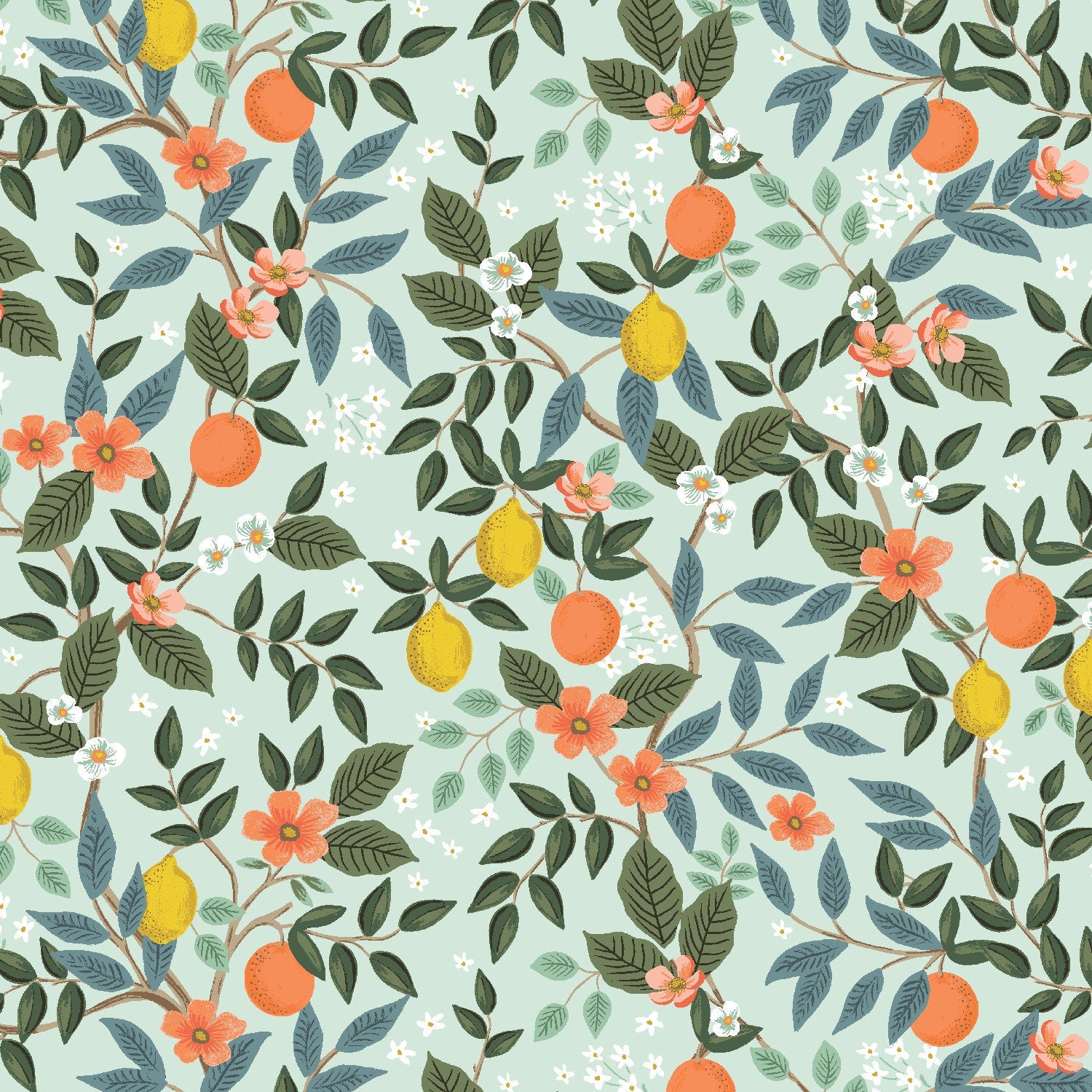 Floral Cotton Fabric by the Yard Wild Meadow Berry Bramble Sweet
