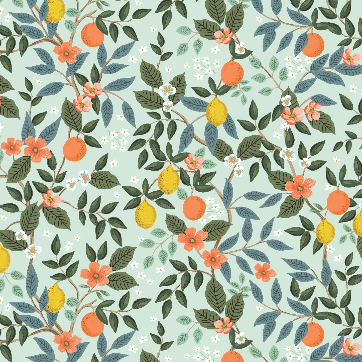 Citrus Grove Mint Bramble Anna Bond Rifle Paper Co Cotton + Steel 100% Quilters Cotton Fabric Fetish