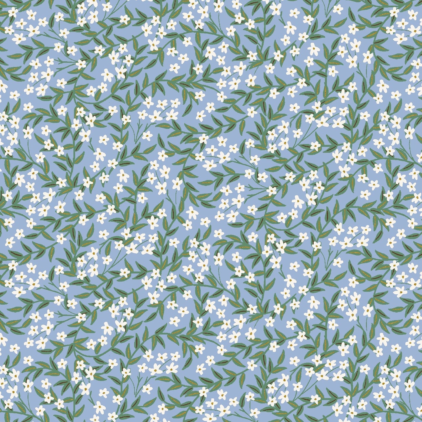 Daphne Blue METALLIC Gold Bramble Anna Bond Rifle Paper Co Cotton + Steel 100% Quilters Cotton Fabric Fetish