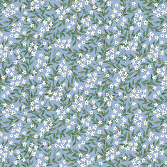 Daphne Blue METALLIC Gold Bramble Anna Bond Rifle Paper Co Cotton + Steel 100% Quilters Cotton Fabric Fetish