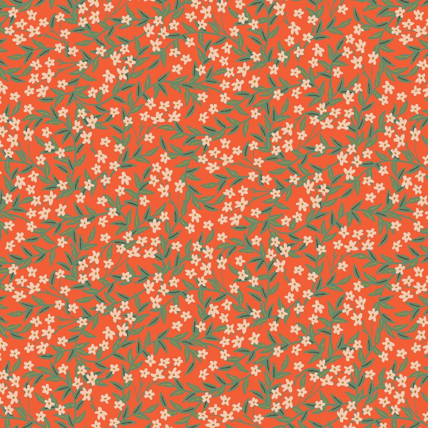 Daphne Red METALLIC Gold Bramble Anna Bond Rifle Paper Co Cotton + Steel 100% Quilters Cotton Fabric Fetish