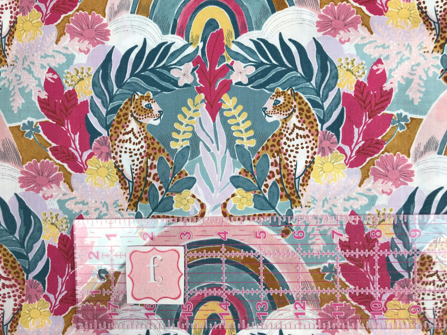 Leopard Daydream Teal Multi Dreamscape Josephine Kimberling Figo Fabrics 100% Quilters Cotton Fabric Fetish