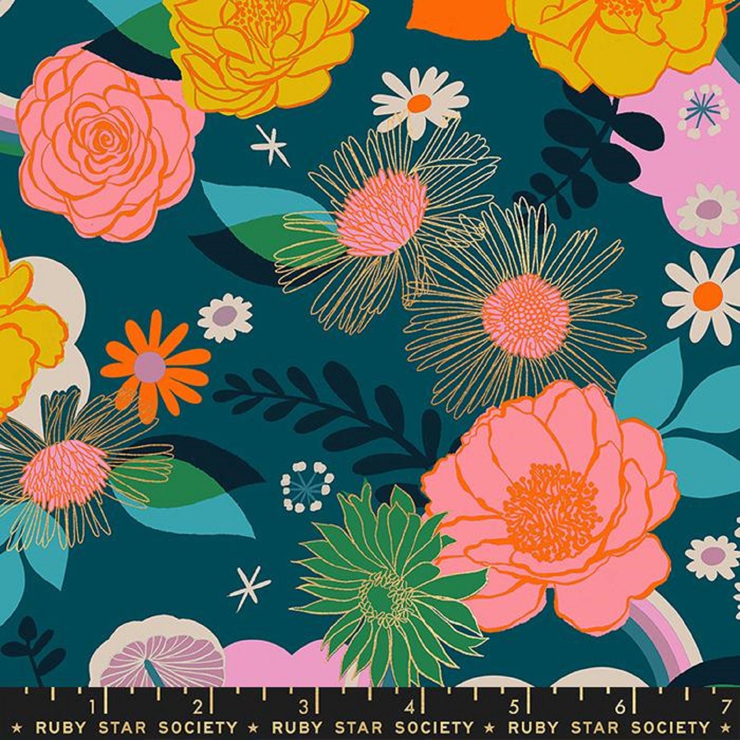 Meander Galaxy METALLIC Gold Reverie Melody Miller Ruby Star Society Fabric Moda 100% Quilters Cotton Fabric Fetish