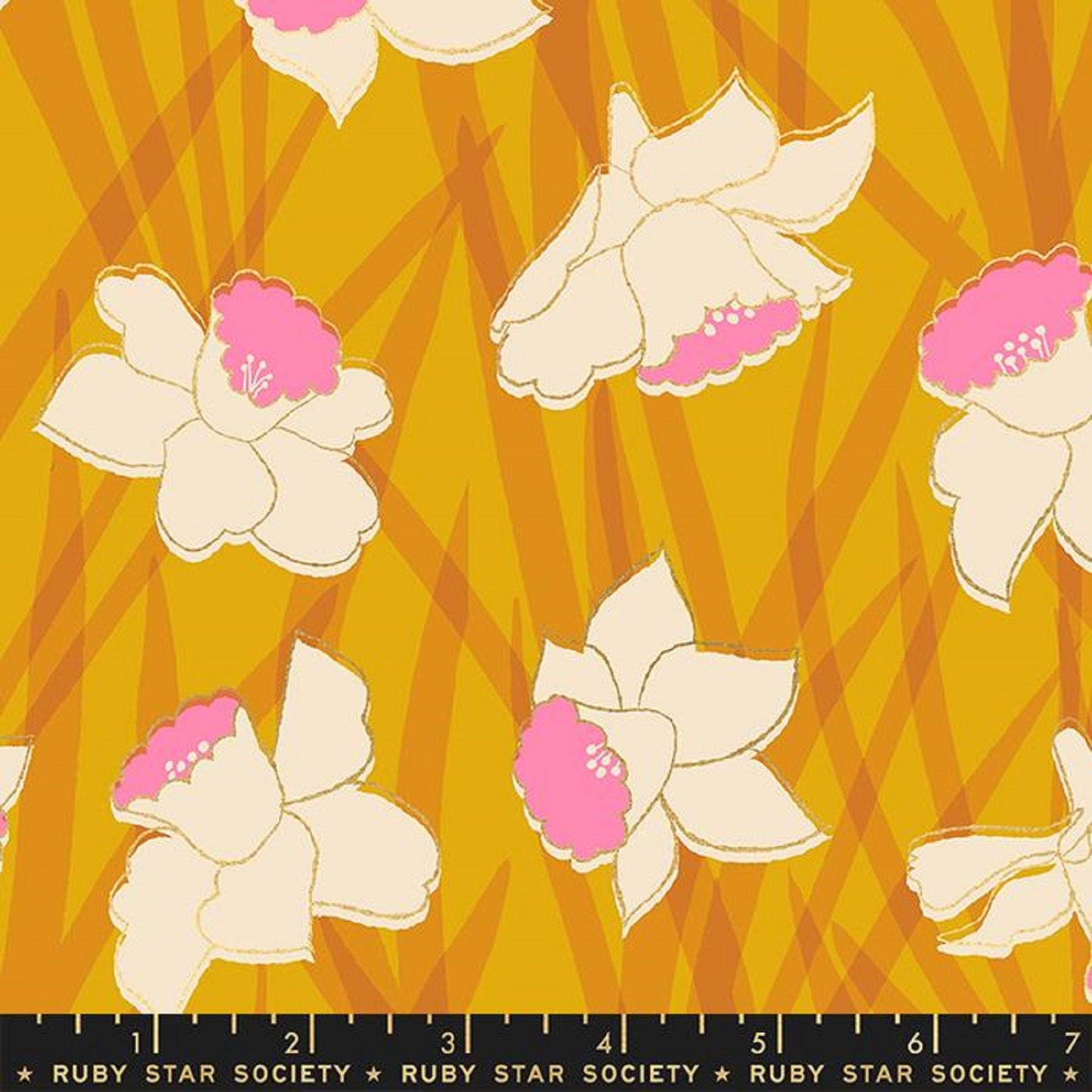 Daffodils Goldenrod METALLIC Gold Reverie Melody Miller Ruby Star Society Fabric Moda 100% Quilters Cotton Fabric Fetish