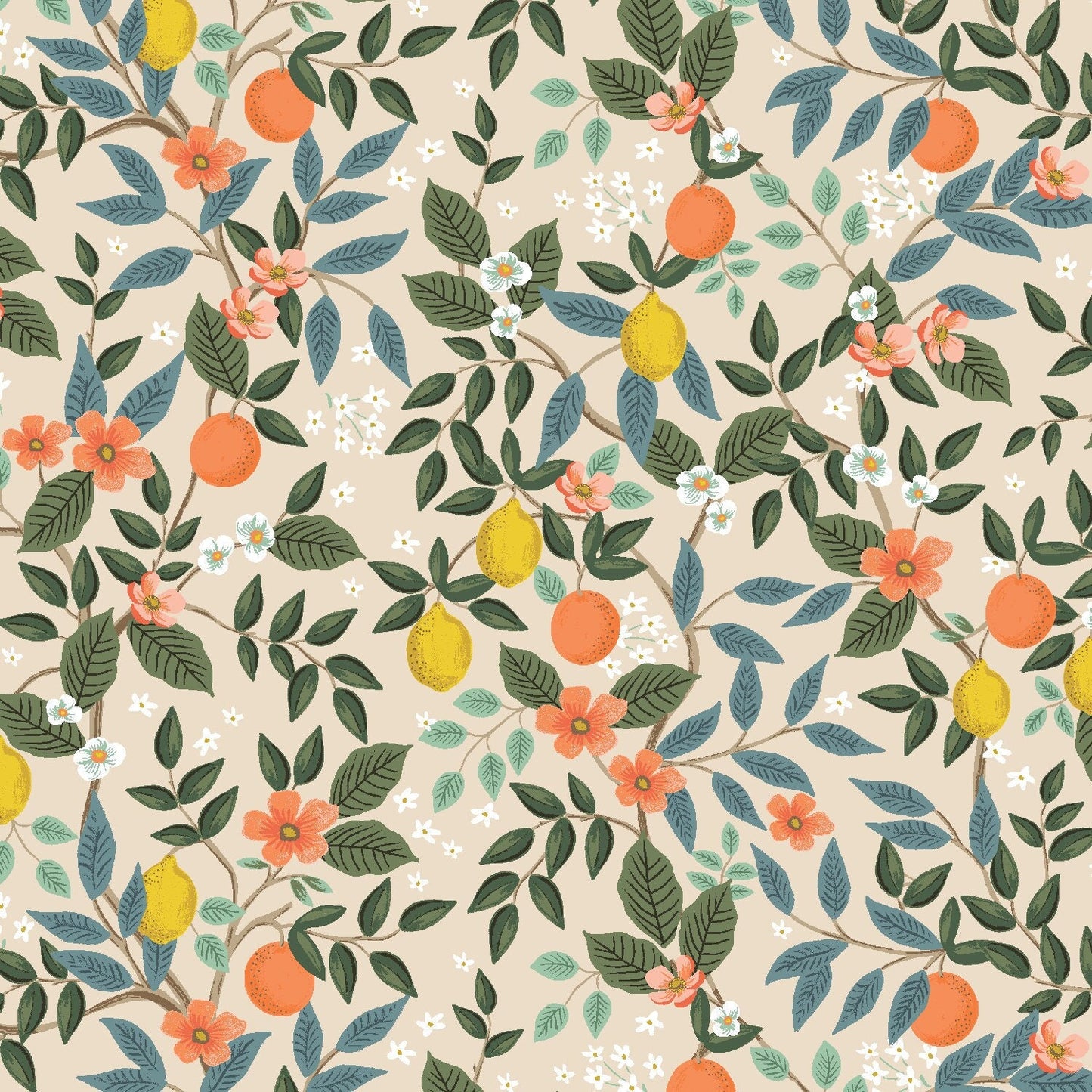 Citrus Grove Cream Bramble Anna Bond Rifle Paper Co Cotton + Steel 100% Quilters Cotton Fabric Fetish